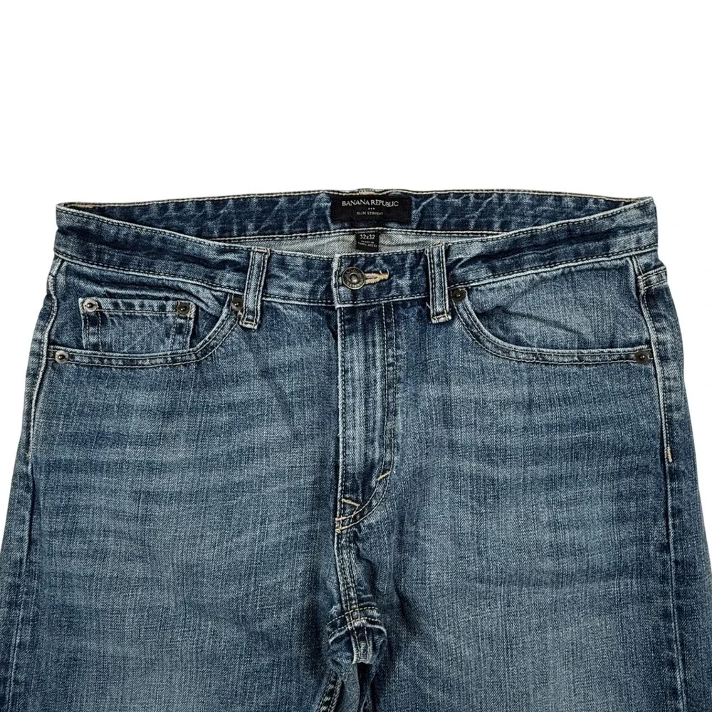 Banana Republic Slim Straight Jeans Medium Wash Denim 100% Cotton Mens 32x32